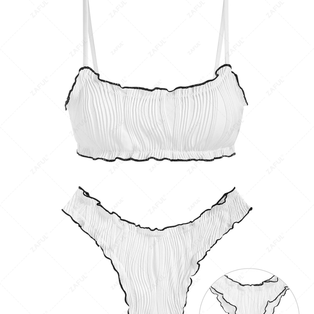 NWT Zaful White Ribbed Bikini Set